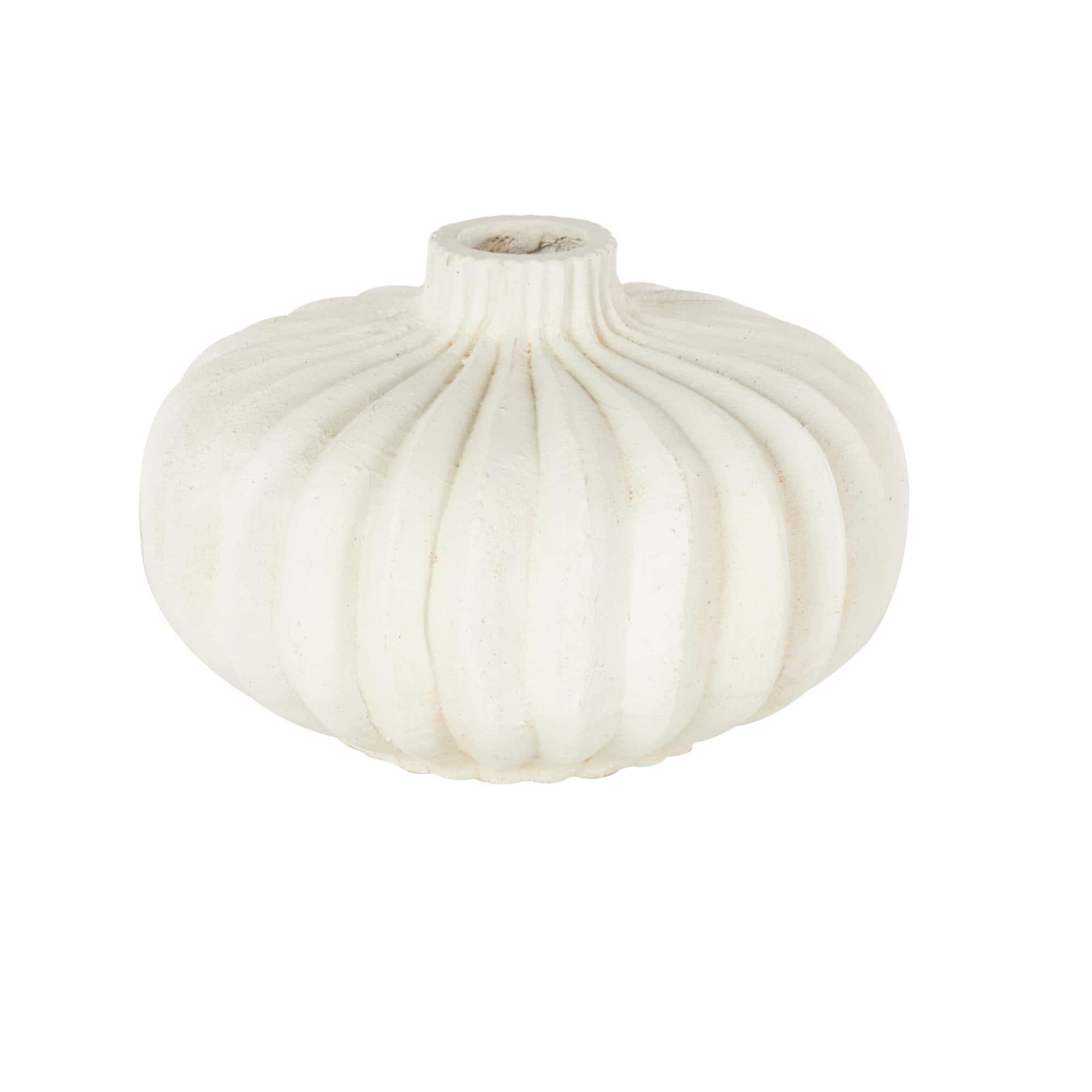 14" White Magnesium Oxide Short Wide Decorative Vase